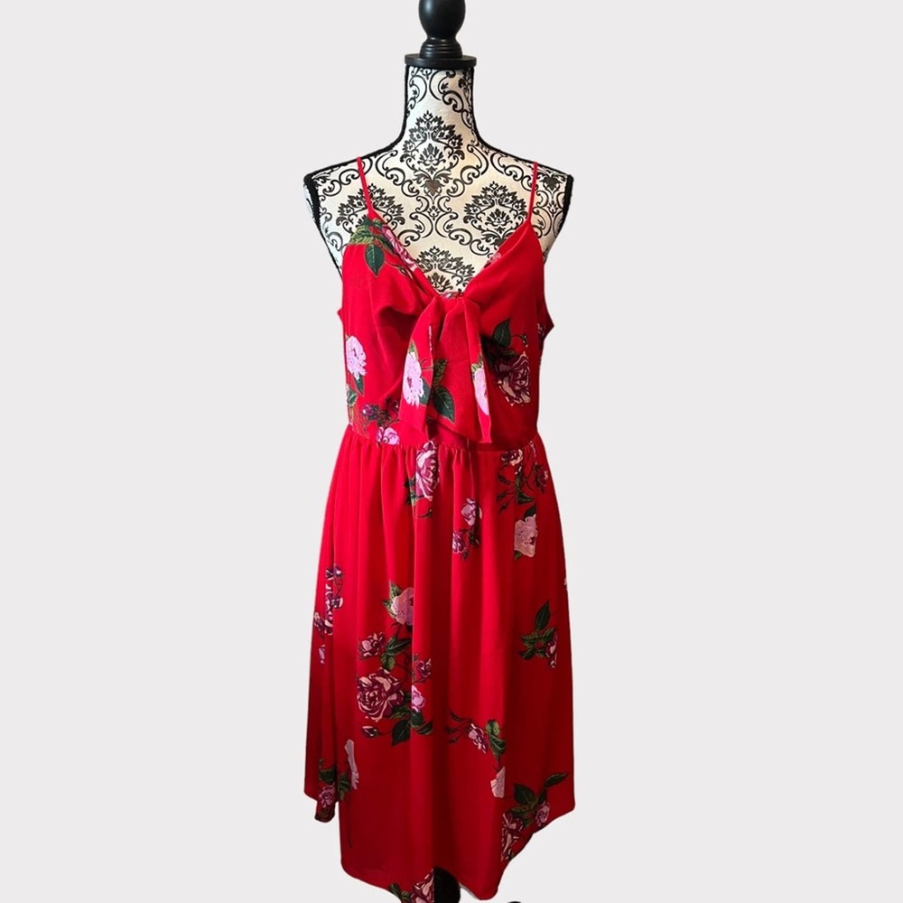 Free Press Floral Cami Tie Front Cut Out Dress size L